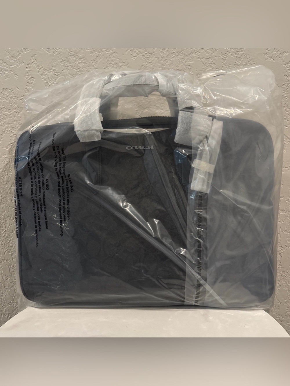 Coach Men's Charcoal Signature Coated Canvas Leather Portfolio Briefcase NWT - Picture 12 of 12